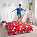 Matini Home Sensory Crash Pad - Non Slip Bottom, Soft Fabric Sensory Pads, Landing Mat for Jumping, Relaxing & Play - 48" x 72", Red Soccer Ball