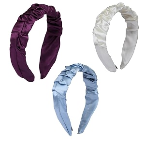 hand crafted satin silk frill hair bands beautiful colors sturdy material with soft fabric headband strong and durable metal band inside support - multicolor combo