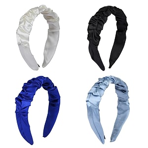 hand crafted satin silk frill hair bands beautiful colors sturdy material with soft fabric headband strong and durable metal band inside support - multicolor combo