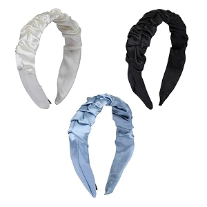 hand crafted satin silk frill hair bands beautiful colors sturdy material with soft fabric headband strong and durable metal band inside support - multicolor combo