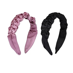 hand crafted satin silk frill hair bands beautiful colors sturdy material with soft fabric headband strong and durable metal band inside support - multicolor combo