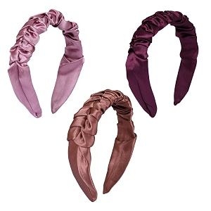 hand crafted satin silk frill hair bands beautiful colors sturdy material with soft fabric headband strong and durable metal band inside support - multicolor combo