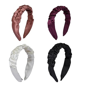 hand crafted satin silk frill hair bands beautiful colors sturdy material with soft fabric headband strong and durable metal band inside support - multicolor combo