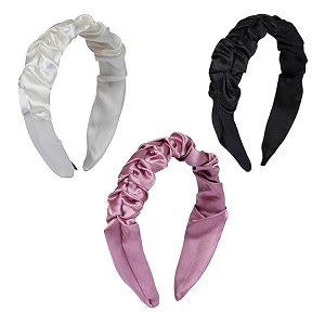 hand crafted satin silk frill hair bands beautiful colors sturdy material with soft fabric headband strong and durable metal band inside support - multicolor combo