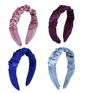 hand crafted satin silk frill hair bands beautiful colors sturdy material with soft fabric headband strong and durable metal band inside support - multicolor combo