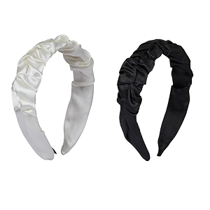 hand crafted satin silk frill hair bands beautiful colors sturdy material with soft fabric headband strong and durable metal band inside support - multicolor combo