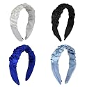 Hand Crafted Satin Silk Frill Hair Bands Beautiful Colors, Sturdy Material With Soft Fabric Headband, Strong And Durable Metal Band Inside Support - Multicolor Combo