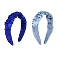 Hand Crafted Satin Silk Frill Hair Bands Beautiful Colors, Sturdy Material With Soft Fabric Headband, Strong And Durable Metal Band Inside Support - Multicolor Combo