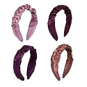 Hand Crafted Satin Silk Frill Hair Bands Beautiful Colors, Sturdy Material With Soft Fabric Headband, Strong And Durable Metal Band Inside Support - Multicolor Combo