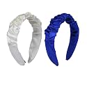 Hand Crafted Satin Silk Frill Hair Bands Beautiful Colors, Sturdy Material With Soft Fabric Headband, Strong And Durable Metal Band Inside Support - Multicolor Combo