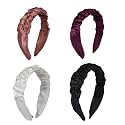 Hand Crafted Satin Silk Frill Hair Bands Beautiful Colors, Sturdy Material With Soft Fabric Headband, Strong And Durable Metal Band Inside Support - Multicolor Combo
