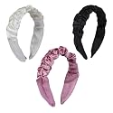 Hand Crafted Satin Silk Frill Hair Bands Beautiful Colors, Sturdy Material With Soft Fabric Headband, Strong And Durable Metal Band Inside Support - Multicolor Combo