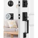 Matte Black Front Door Lock Set with Glass Door Knob Modern