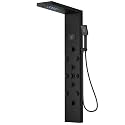 Matte Black Shower Panel Tower System 5 In 1 Stainless Steel Shower Tower