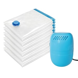 matteasy polyethylene vacuum storage bags with electric air pump 12 medium 275x19 5in space saver sealed for clothes comforters blankets bedding pump black white