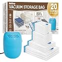 MattEasy Polyethylene Vacuum Storage Bags With Electric Air Pump, 12 Medium (27.5X19, 5In, Space Saver Sealed For Clothes, Comforters, Blankets, Bedding, Pump Black, White)