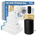 MattEasy Polyethylene Vacuum Storage Bags With Electric Air Pump, 12 Medium (27.5X19, 5In, Space Saver Sealed For Clothes, Comforters, Blankets, Bedding, Pump Black, White)