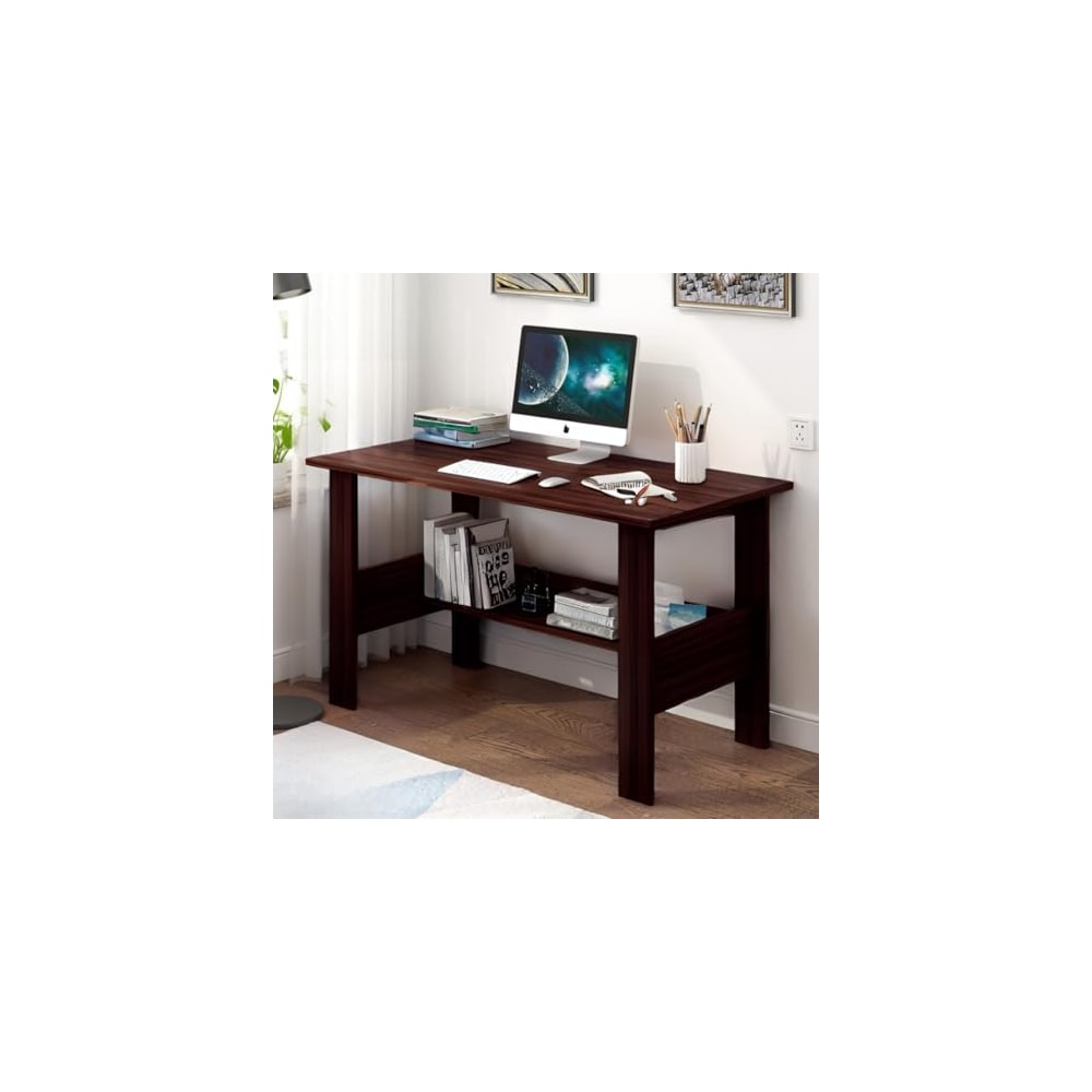 Engineered Wood Office Table, Work from Home Table with Shelf for ...