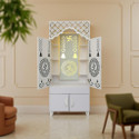 Matterhorn Pooja Mandir|Temple for Home & Office with Led Back Light Engineered Wood Home Temple (Height: 149, Knock Down)