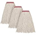 Matthew Cleaning 16oz 3Pack Cotton Floor Mop,Cotton Looped-Open String Heavy Duty String Refills, Universal Headband Blend,Mop Head Replacement for Home, Industrial and Commercial Use(White)