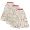 Matthew Cleaning 20oz 3Pack Cotton Floor Mop,Cotton Looped-Open String Heavy Duty String Refills, Universal Headband Blend,Mop Head Replacement for Home, Industrial and Commercial Use(White)