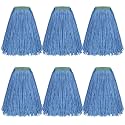 Matthew Cleaning 20oz 6Pack Cotton Floor Mop,Cotton Looped-Open String Heavy Duty String Refills, Universal Headband Blend,Mop Head Replacement for Home, Industrial and Commercial Use(Blue)