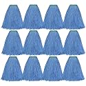 Matthew Cleaning 24oz 12Pack Cotton Mop Head Replacement,Looped-Open String Heavy Duty String Mop Refills, Universal Headband Blend,Floor Cleaning for Home, Industrial and Commercial Use(Blue)