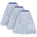 MATTHEW CLEANING Looped-Open Cotton Wet Mop 1.25'' Universal Headband Heavy Duty Commercial Mop Head Replacement for indoor and outdoor Use,Grease Stain Floor Cleaning String Mop Head Refill Pack of 3