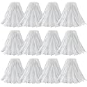 MATTHEW CLEANING Looped-Open Disposable Industrial Wet Mop Head 1.25'' Universal Headband Non-Woven Commercial Replacement for Indoor &amp; Outdoor Use, Floor Cleaning String Mop Refill 12 Pack