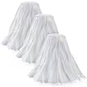 Matthew Cleaning Looped-Open Disposable Industrial Wet Mop Head 1.25'' Universal Headband Non-Woven Commercial Replacement for Indoor &amp; Outdoor Use, Floor Cleaning String Mop Refill 3 Pack