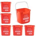 Matthew Detergent And Sanitizing Cleaning Bucket 6 Quart Plastic Pail,Set of 6 Square Containers,Built-In Spout w/Handle,Wash Rinse Sanitize Handwash Bucket for Home Office Commercial Restaurant (Red)