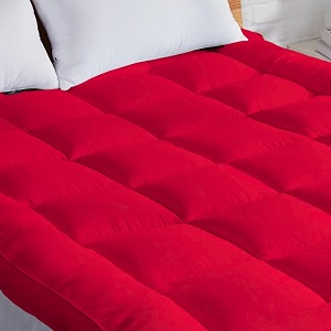 mattress topper king size 78x72 1200 gsm super soft microfiber quilted mattress padding bed topper king size  4 corner elastic band  all season comfort sleep red 6 x 65 feet