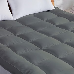 mattress topper king size bed 84x72 1200 gsm super soft microfiber quilted mattress padding bed topper king size  4 corner elastic band  all season comfort sleep grey 6 x 7 feet
