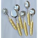 Maverics 6-Piece Stainless Steel Serving Spoon Set with Maverics Led-Free Brass Handle in a Black Box