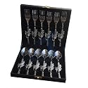Maverics Aluminium Leaf Handle Cutlery Set | Elegant Serving Spoon Fork Combo | 12 Pieces Tableware for Dining Buffet Parties Kitchen Use Gift Pack | Durable Lightweight Finish Set