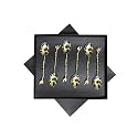 Maverics Brass Handle Desert Spoon Set. for Home, Kitchen, Restaurant Use (Set of 6)