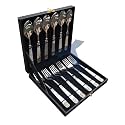 Maverics Classic Cutlery Set with Mother of Pearls &amp; Beautiful Packing 12 Pieces, Set of 6 Dinner Spoon and 6 Serving Fork | Home Wedding &amp; Corporate Diwali Gift