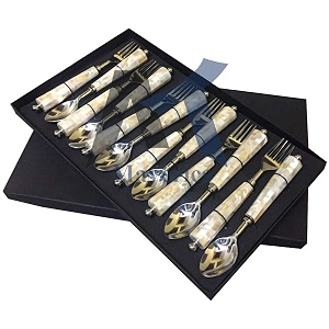 maverics enhance dining amp kitchen experience round stainless steel set - 6 serving spoons amp forks perfect cutlery set for your table