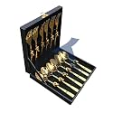 Maverics Node Design Stainless Steel Cutlery Set – Mother of Pearl Handles | 6 Serving Spoons + 6 Serving Forks (Set of 12) | Handmade Cutlery for Dining, Parties & Home Decor | Elegant Tableware Set