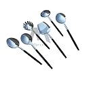 Maverics Stainless Steel with Black Color Cotted Flateware Design Serving Spoon Set of 6 pcs Made with Stainless Steel for Your Kitchen, Dining Table