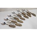 Maverics Vintage Brass Spoon &amp; Fork Set | 6-Piece Antique Color Cutlery with Brass Handles | Decorative &amp; Functional Serveware for Home, Kitchen &amp; Dining | Stylish Vintage Tableware