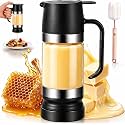 Mavqiorx 2026 New Dispensador De Leche Condensada, Glass Honey Dispenser with Stand No Drip, Maple Syrup Dispenser for Coffee and Tea Daily Use, Activities, Or Demonstrations (Black-300ML)
