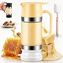 Mavqiorx 2026 New Dispensador De Leche Condensada, Glass Honey Dispenser with Stand No Drip, Maple Syrup Dispenser for Coffee and Tea Daily Use, Activities, Or Demonstrations (Yellow-300ML)