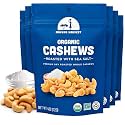 Mavuno Harvest Organic Roasted Cashews with Sea Salt | Dry Roasted Whole Cashew Nuts | Vegan, Non GMO Healthy Snacks for Kids and Adults | Office Friendly Work Snack | 4 Ounce, Pack of 6