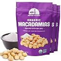 Mavuno Harvest Organic Roasted Macadamia Nuts with Sea Salt | Dry Roasted Whole Macadamia Nuts | Vegan, Non GMO Healthy Snacks for Kids and Adults | Office Friendly Work Snack | 4 Ounce, Pack of 3