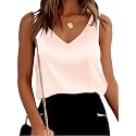 Mawor Satin Tank Tops for Women Loose Fit Sleeveless V Neck Cami Camisole Blouses Shirt Top
