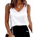 Mawor Satin Tank Tops for Women Loose Fit Sleeveless V Neck Cami Camisole Blouses Shirt Top
