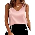 Mawor Satin Tank Tops for Women Loose Fit Sleeveless V Neck Cami Camisole Blouses Shirt Top