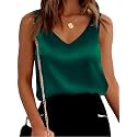 Mawor Satin Tank Tops for Women Loose Fit Sleeveless V Neck Cami Camisole Blouses Shirt Top