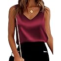 Mawor Satin Tank Tops for Women Loose Fit Sleeveless V Neck Cami Camisole Blouses Shirt Top